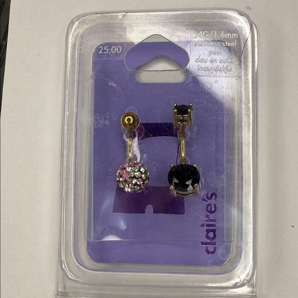 Claire's Gold and Black Sparkle Earrings